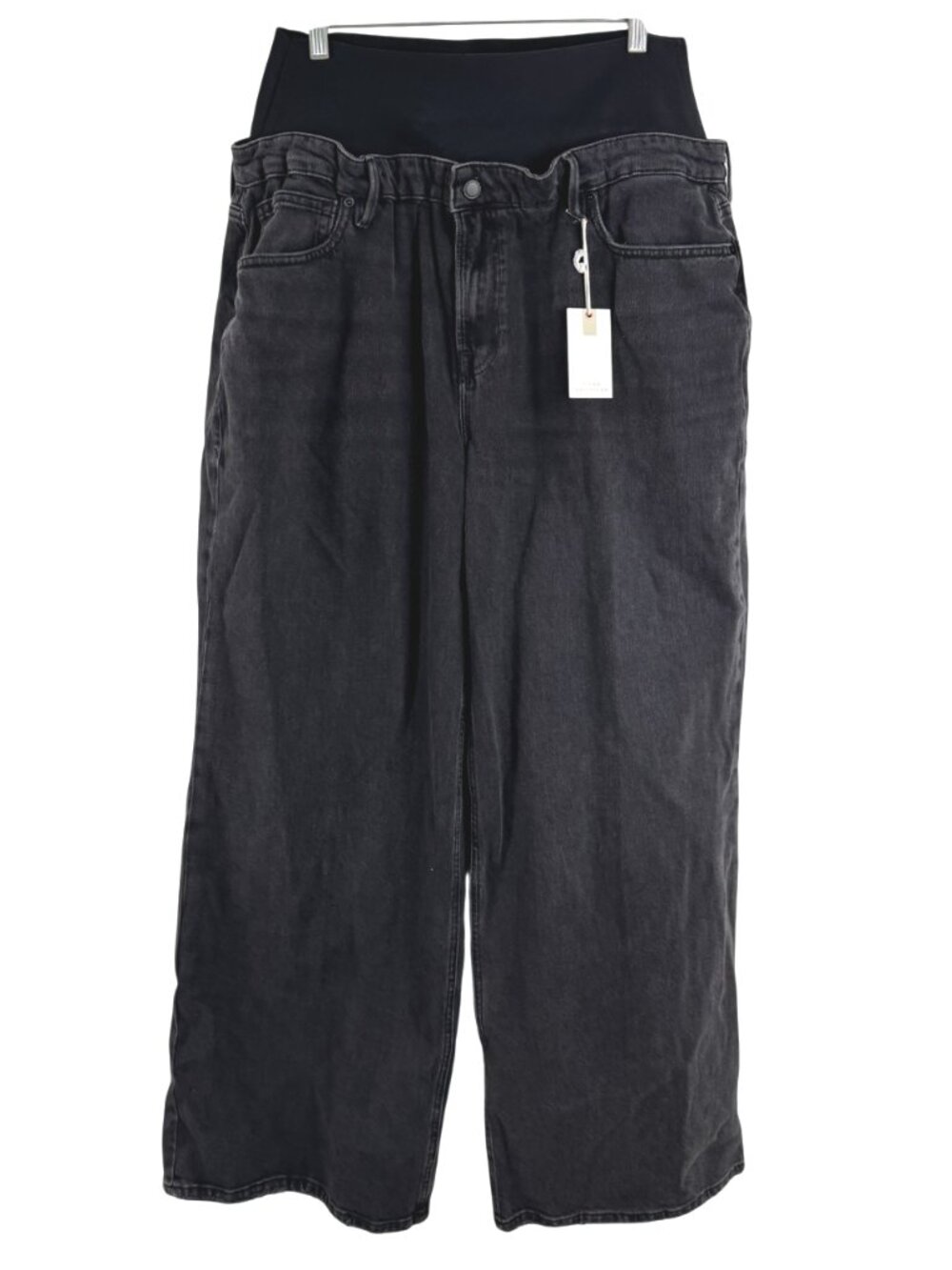 Good American Wide Leg Solution Denim Jeans Womens Size 15 Black NWT PT-2772